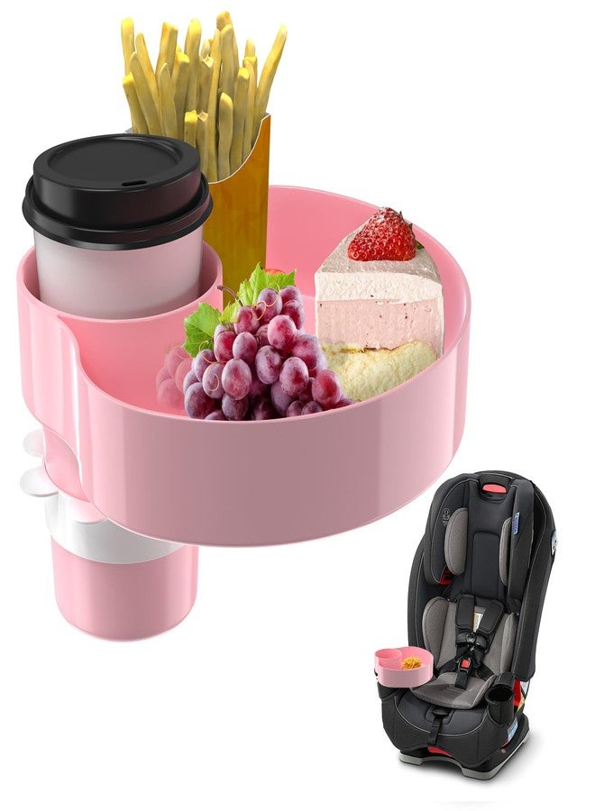 SSPONT Kids Car Seat Tray, Travel Tray with Cup Holder for Toddler Baby, Kids Car Seat Food Snack Organizer for Road Trip, Stroller snack tray travel must haves - Pink - Image 1
